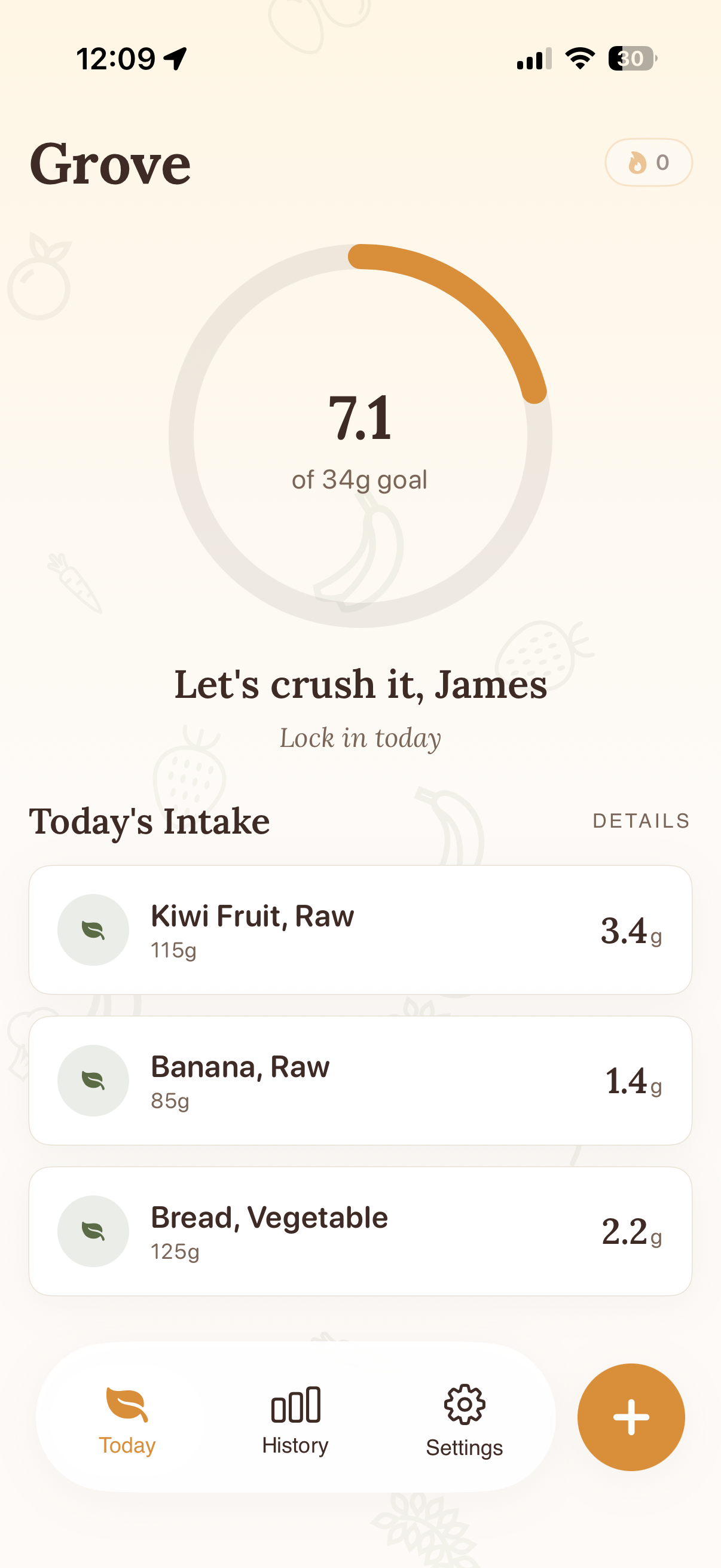Grove daily fiber ring tracker