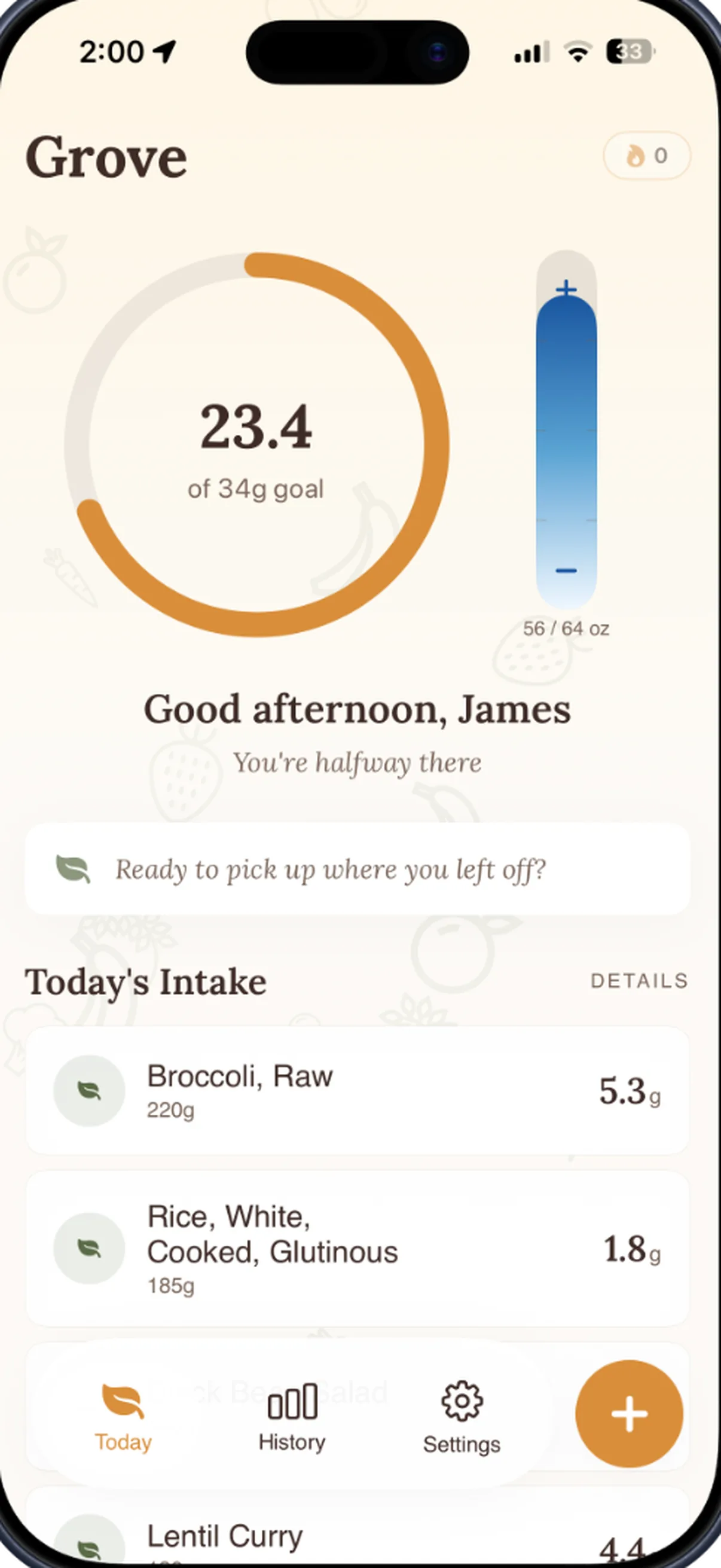 Grove daily fiber ring tracker